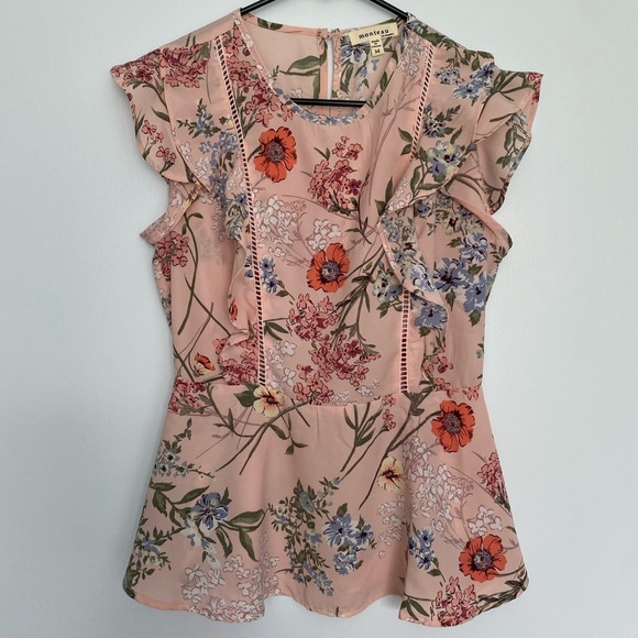 Pink Floral Peplum Top - Picture 2 of 3